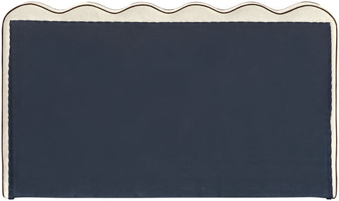 Indie Cream Velvet Upholstered Queen Bed, 1 Piece (Style 2)