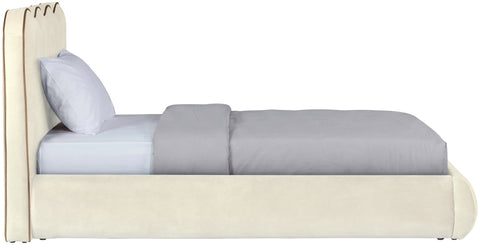 Indie Cream Velvet Upholstered Twin Bed, 1 Piece (Style 2)