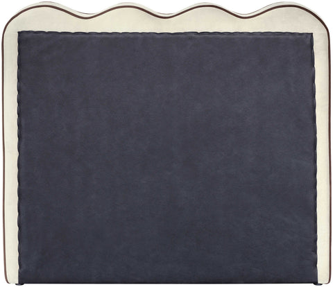 Indie Cream Velvet Upholstered Twin Bed, 1 Piece (Style 2)