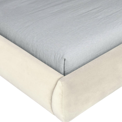 Indie Cream Velvet Upholstered Twin Bed, 1 Piece (Style 2)