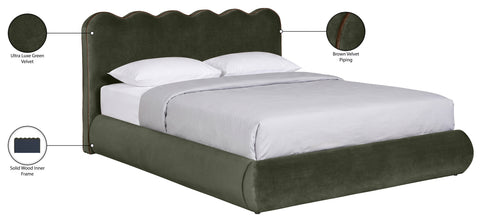 Indie Green Velvet Upholstered Full Bed, 1 Piece (Style 2)