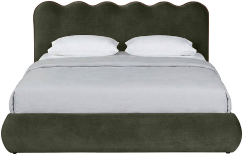 Indie Green Velvet Upholstered Queen Bed, 1 Piece (Style 2)