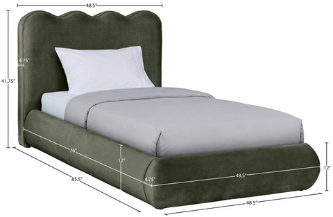 Indie Green Velvet Upholstered Twin Bed, 1 Piece (Style 2)