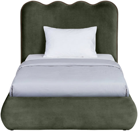 Indie Green Velvet Upholstered Twin Bed, 1 Piece (Style 2)