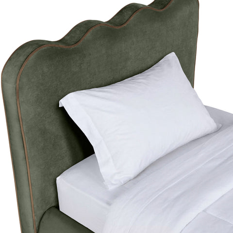 Indie Green Velvet Upholstered Twin Bed, 1 Piece (Style 2)