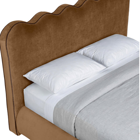 Indie Saddle Velvet Upholstered Full Bed, 1 Piece (Style 2)