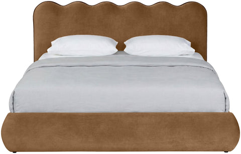 Indie Saddle Velvet Upholstered Queen Bed, 1 Piece (Style 2)
