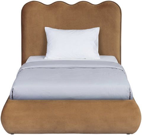 Indie Saddle Velvet Upholstered Twin Bed, 1 Piece (Style 2)
