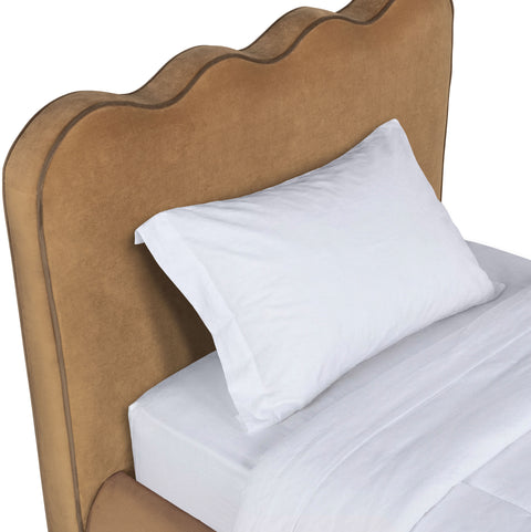 Indie Saddle Velvet Upholstered Twin Bed, 1 Piece (Style 2)