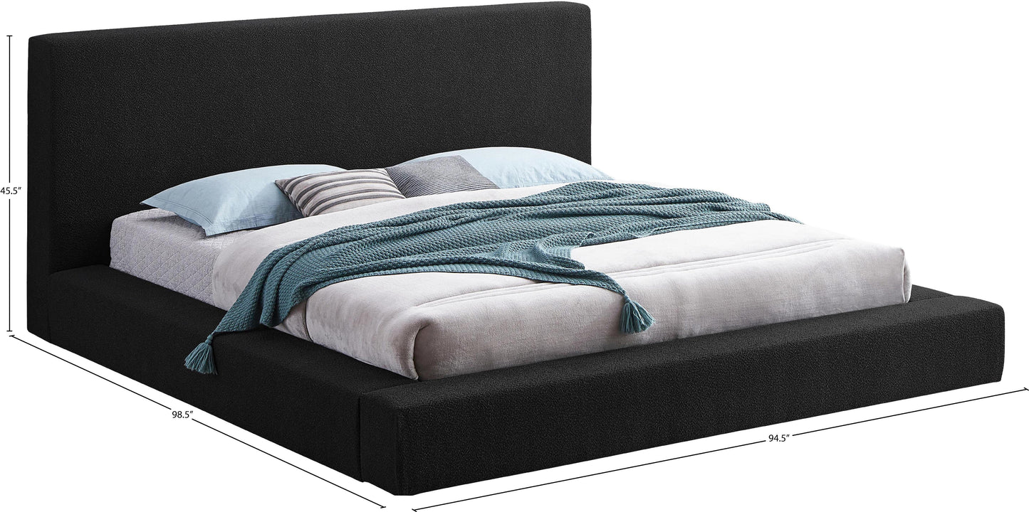 nube black boucle fabric king bed k