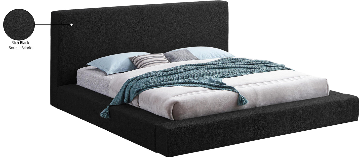 nube black boucle fabric king bed k