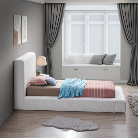Nube Cream Boucle Fabric Twin Bed T