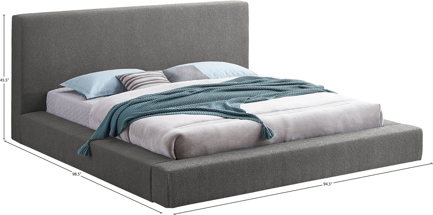 nube grey boucle fabric king bed k