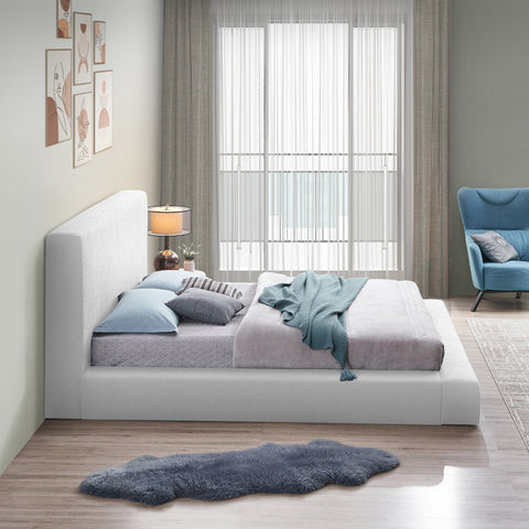 Nube White Boucle Fabric Full Bed F