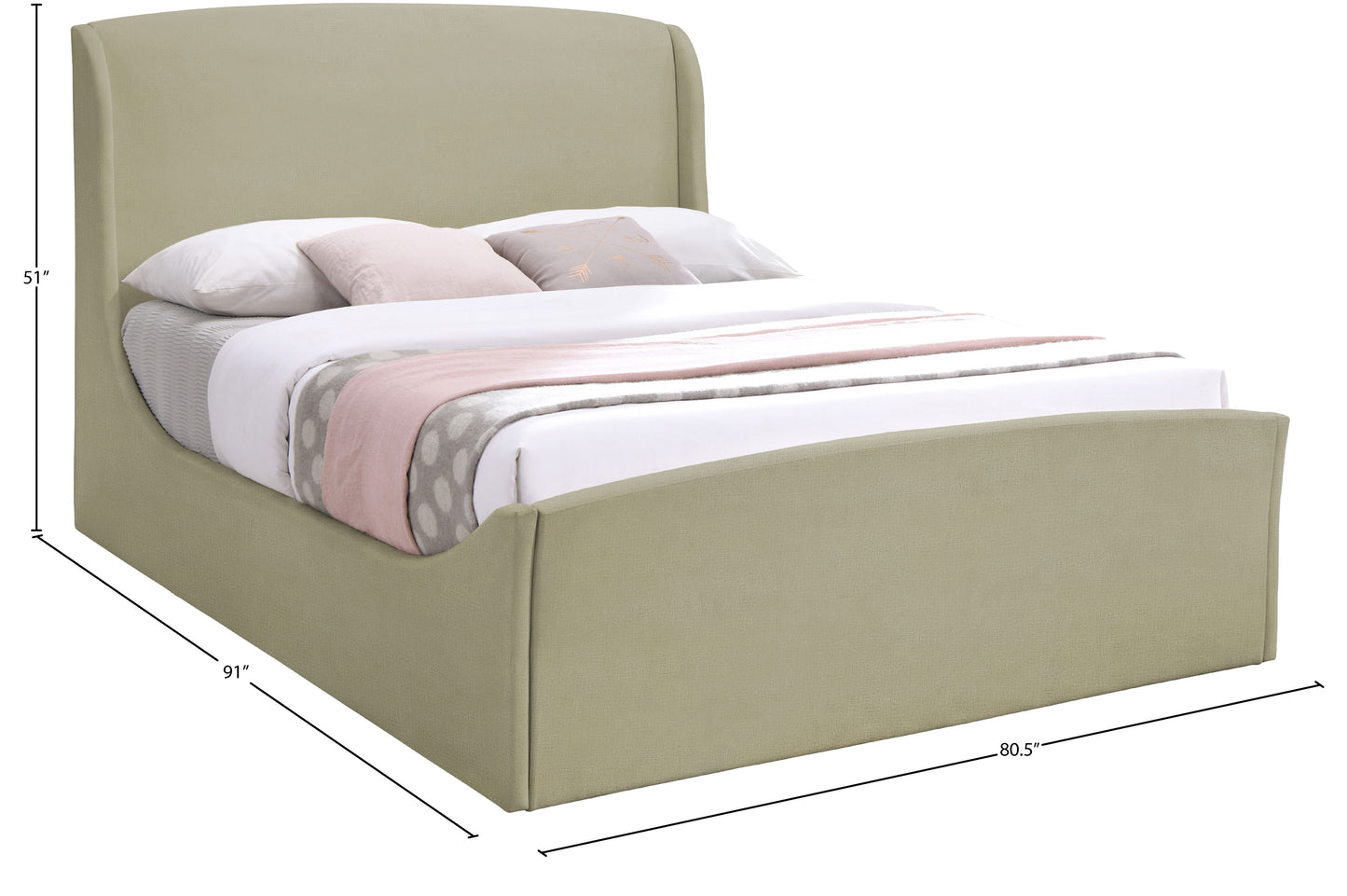 aurora beige velvet king bed (3 boxes) k