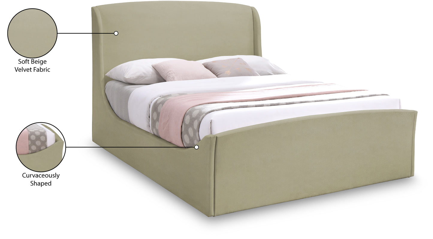 aurora beige velvet king bed (3 boxes) k