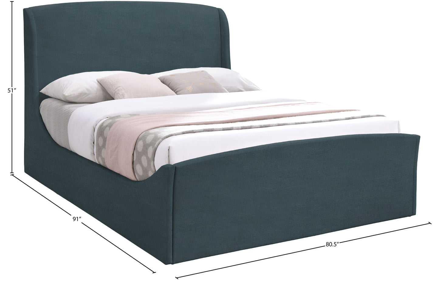 aurora blue velvet king bed (3 boxes) k