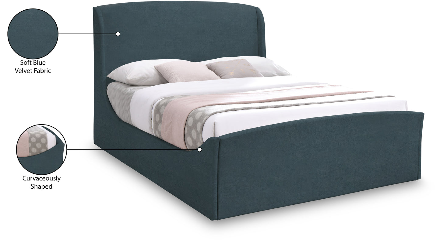 aurora blue velvet king bed (3 boxes) k