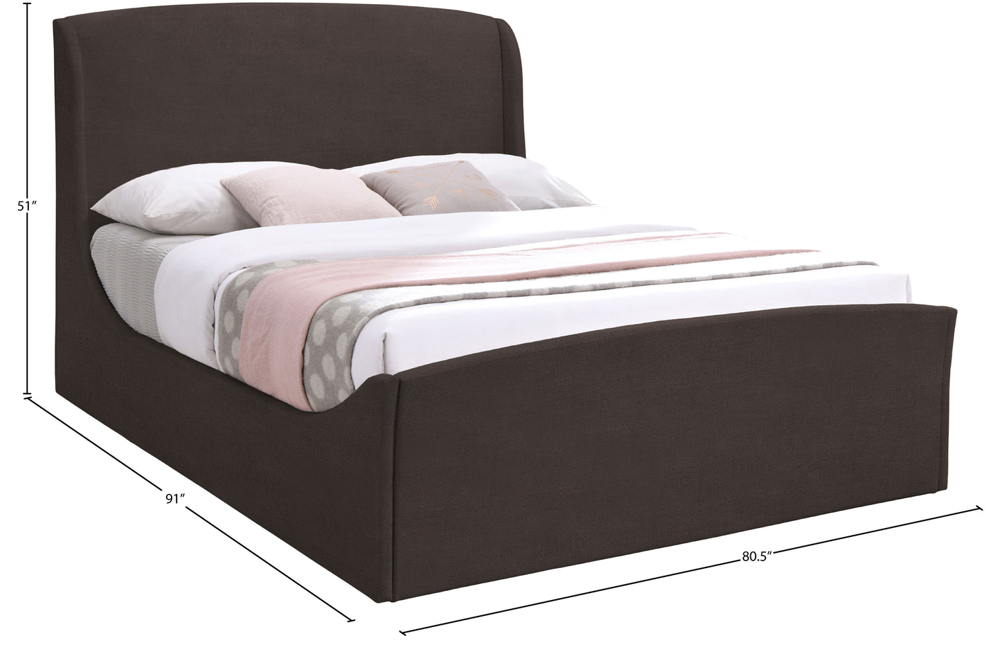 aurora brown velvet king bed (3 boxes) k