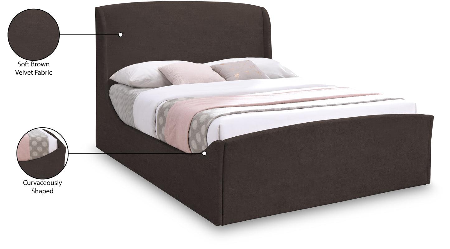 aurora brown velvet king bed (3 boxes) k