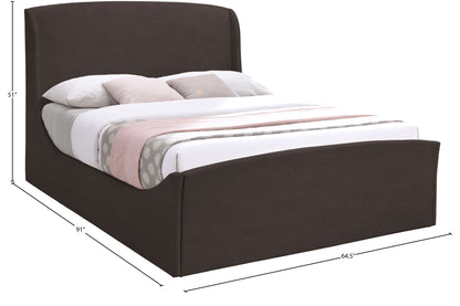 Aurora Brown Velvet Queen Bed (3 Boxes) Q