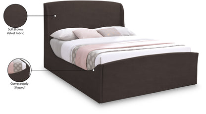 Aurora Brown Velvet Queen Bed (3 Boxes) Q