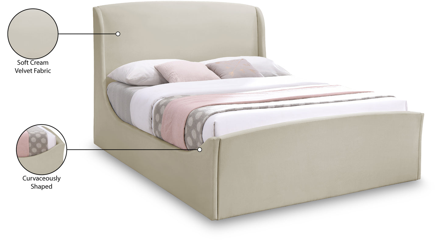 aurora cream velvet king bed (3 boxes) k