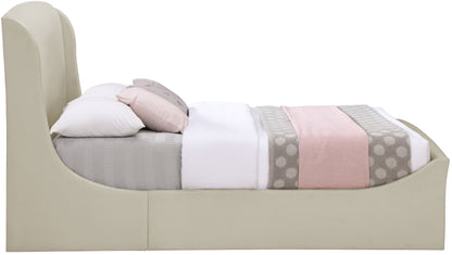 Aurora Cream Velvet King Bed (3 Boxes) K