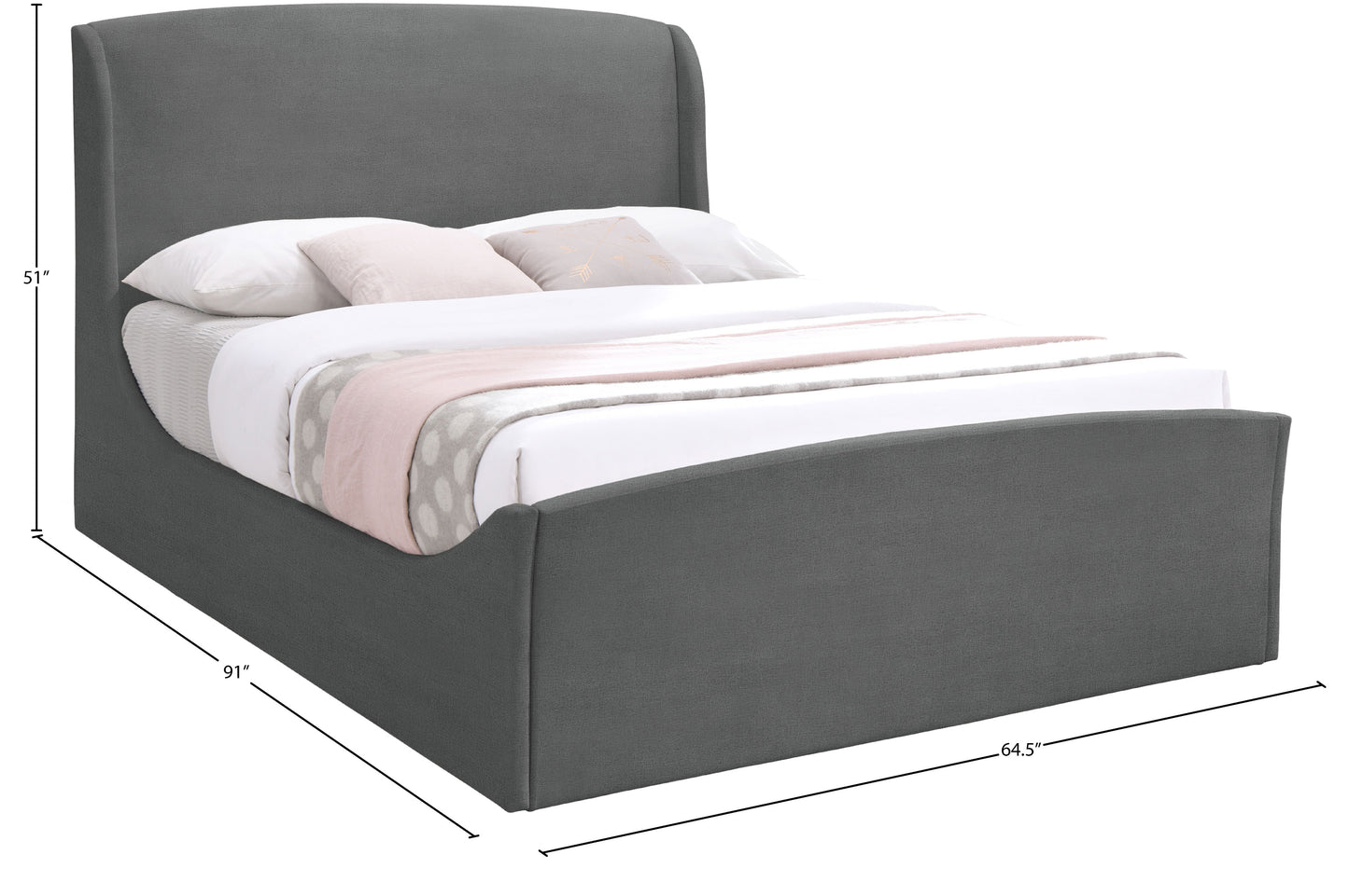 aurora grey velvet queen bed (3 boxes) q
