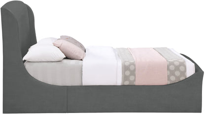 Aurora Grey Velvet Queen Bed (3 Boxes) Q