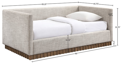 Selene Beige Linen Textured Fabric Upholstered Twin Daybed, 1 Piece