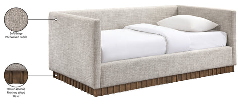 Selene Beige Linen Textured Fabric Upholstered Twin Daybed, 1 Piece