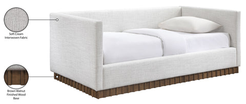 Selene Cream Linen Textured Fabric Upholstered Twin Daybed, 1 Piece