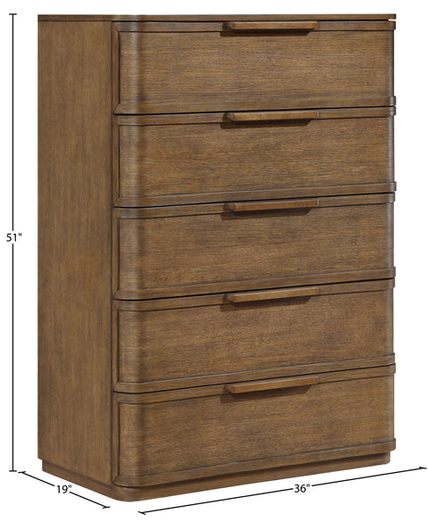 Florence Brown Oak Veneer And Solid Wood Chest, 1 Piece