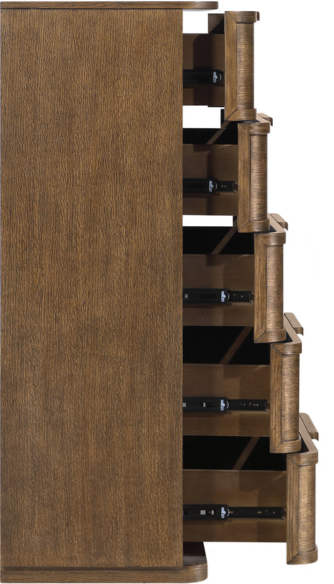 Florence Brown Oak Veneer And Solid Wood Chest, 1 Piece
