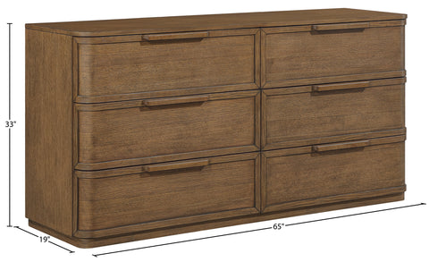 Florence Brown Oak Veneer And Solid Wood Dresser, 1 Piece