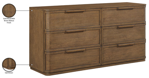 Florence Brown Oak Veneer And Solid Wood Dresser, 1 Piece