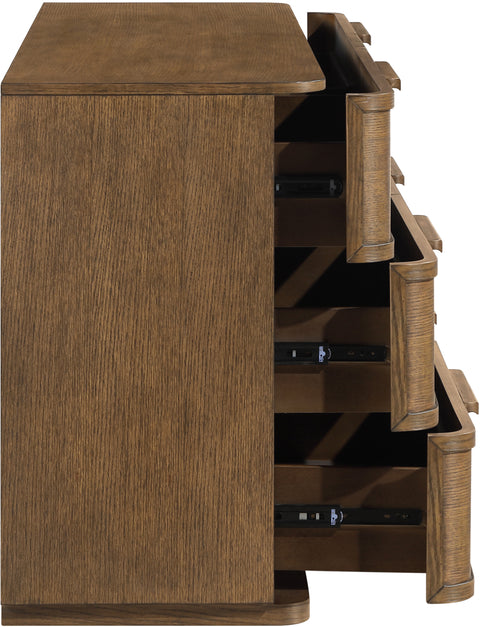 Florence Brown Oak Veneer And Solid Wood Dresser, 1 Piece