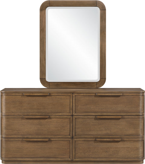 Florence Brown Oak Veneer And Solid Wood Dresser, 1 Piece