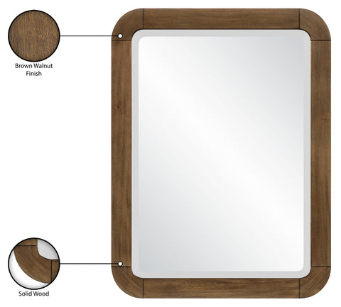Florence 20" Brown Solid Wood Frame Mirror, 1 Piece