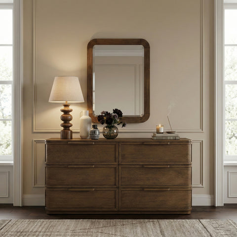 Florence 20" Brown Solid Wood Frame Mirror, 1 Piece