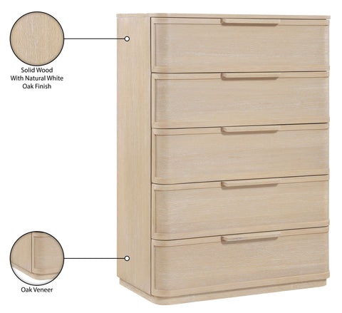 Florence Natural Oak Veneer And Solid Wood Chest, 1 Piece