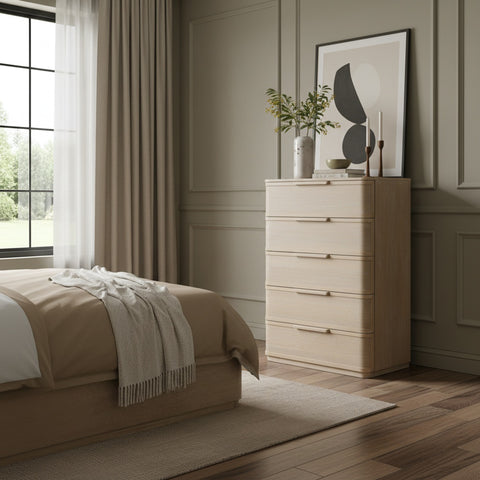 Florence Natural Oak Veneer And Solid Wood Chest, 1 Piece