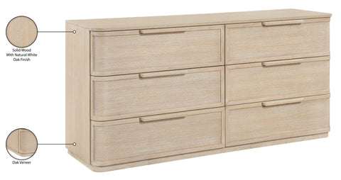 Florence Natural Oak Veneer And Solid Wood Dresser, 1 Piece