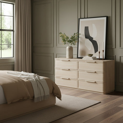 Florence Natural Oak Veneer And Solid Wood Dresser, 1 Piece