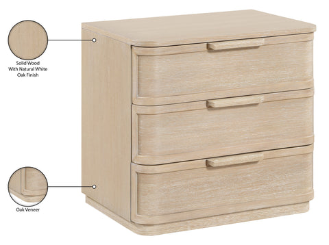Florence 26" Natural Oak Veneer And Solid Wood Nightstand, 1 Piece