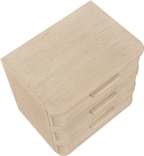 Florence 26" Natural Oak Veneer And Solid Wood Nightstand, 1 Piece