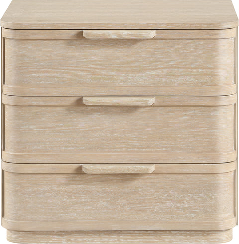 Florence 26" Natural Oak Veneer And Solid Wood Nightstand, 1 Piece