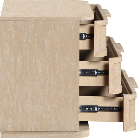 Florence 26" Natural Oak Veneer And Solid Wood Nightstand, 1 Piece