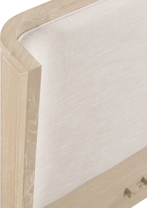 Florence Natural / Cream Solid Wood And Linen Textured Fabric Queen Bed, 1 Piece